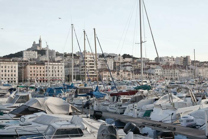 Boat yard with sail boats